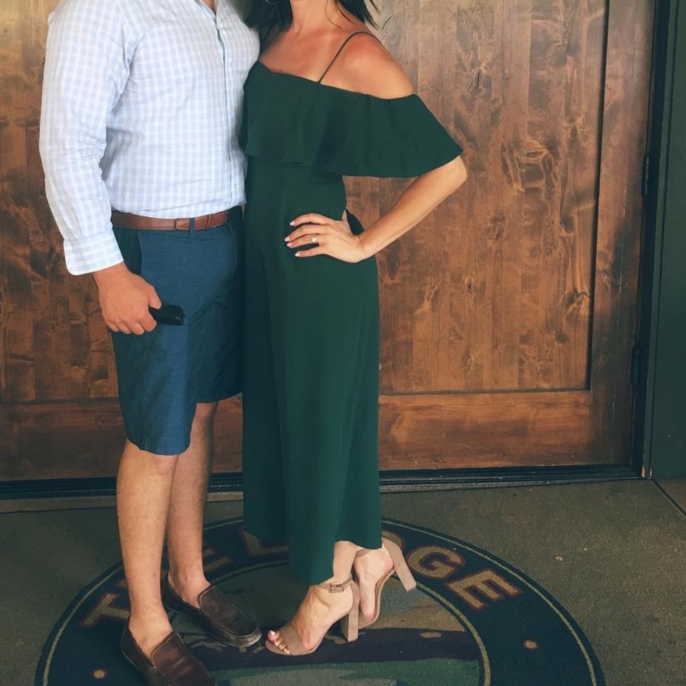 Elegant Dark Green Off-Shoulder Jumpsuit